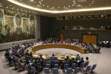 Le Conseil de sécurité des Nations Unies se réunit pour discuter de la situation des Rohingyas en Birmanie, au siège de l'ONU, à New York, le 28 août 2018