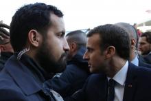 Alexandre Benalla et Emmanuel Macron au Salon de l'Agriculture à Paris, le 24 février 2018