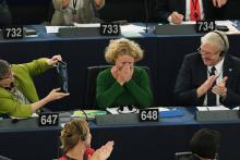 Le Parlement européen vote en session plénière à Strasbourg (France), le 12 septembre 2018