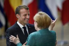 Emmanuel Macron et la chancelière allemande Angela Merkel, à Bruxelles le 28 juin 2018