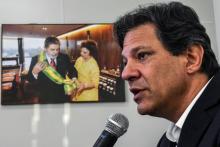 le candidat du Parti des Travailleurs brésilien (PT), lors d'un point presse à l'institut Lula de Sao Paulo, le 13 septembre 2018
