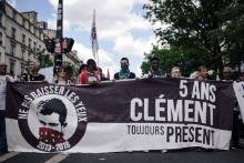 Manifestation le 2 juin 2018 à Paris en mémoire de Clément Méric, tué le 5 juin 2013 lors d'une bagarre entre skinheads et antifascites