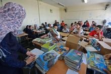 Jour de rentrée dans une classe d'une école pour réfugiés palestiniens gérée par l'Unrwa, à Beyrouth, le 3 septembre 2018