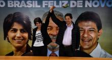 Manuela D'Avila, du Parti communiste du Brésil (PCdoB), nouvelle colistière du candidat à la présidentielle Fernando Haddad, ancien colistier de Lula, le 7 août 2018 à Sao Paulo, au Brésil