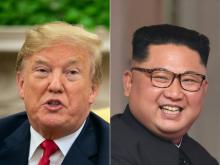 Donald Trump, à gauche, le 27 juin 2018 à la Maison Blanche, résume sa relation avec Kim Jong Un (photographié le 12 juin 2018 à Singapour) ainsi: "il est calme, je suis calme"
