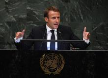 Le président français Emmanuel Macron à l'Assemblée générale annuelle de l'ONU, à New York, le 25 septembre 2018