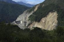 Vue du chantier de la centrale Hidroituango, affecté par un glissement de terrain, près d'Ituango (département d'Antioquia), le 23 juin 2018