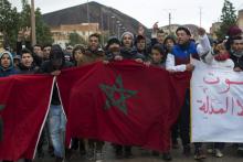 Des habitants de Jerada, dans le nord-est du Maroc, manifestent pour de meilleures conditions de vie, le 16 mars 2018