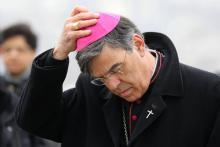 L'archevêque de Paris Michel Aupetit en mars 2018 lors de la procession au Sacré Coeur