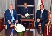 Photo diffusée le 27 septembre 2018 par la présidence égyptienne sur une rencontre du président Abdel Fattah al-Sissi avec le Premier ministre israélien Benjamin Netanyahu à New York en marge de l'Ass