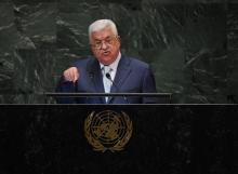 Le président de l'Autorité palestinienne Mahmoud Abbas s'exprime à la tribune de l'ONU lors de l'Assemblée générale annuelle, au siège des Nations unies, à New York, le 27 septembre 2018