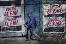 Des affiches hostiles au FMI dans les rues de Buenos Aires, le 4 septembre 2018
