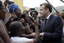 Emmanuel Macron à Pointe-à Pitre en Guadeloupe le 28 septembre