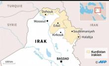 Carte des frontières officielles du Kurdistan autonome irakien