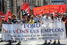 Manifestation à Bordeaux de salariés de l'usine Ford de Blanquefort, le 30 juin 2018
