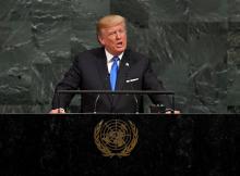 Le président américain Donald Trump à la tribune de l'Assemblée générale de l'ONU, le 19 septembre 2017 à New York