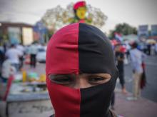 Un sympathisant sandiniste, soutien du président nicaraguayen Daniel Ortega, le 19 septembre 2018 à Managua.