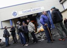 L'entreprise Thomé-Génot en 2006, à Nouzonville (Ardennes) au moment où elle se trouvait en liquidation judiciaire et que les salariés tentaient d'éviter sa fermeture.