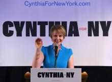 L'actrice Cynthia Nixon, candidate au poste de gouverneur de l'Etat de New York, à Brooklyn le 20 mars 2018