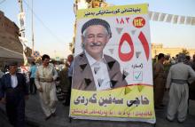 Affiches électorales à Erbil, la capitale du kurdistan irakien le 26 septembre 2018 peu avant les élections du nouveau Parlement de cette région autonome dans le nord de l'Irak
