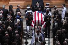 La rotonde du Capitole à Washington où est exposé le cercueil de John McCain, le 31 août 2018, à la veille de funérailles nationales