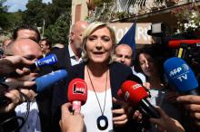 Marine Le Pen lors d'une visite à Châteaudouble, dans le Var, le 12 septembre 2018
