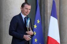 Le secrétaire d'Etat à la Fonction publique Olivier Dussopt quitte l'Elysée à Paris le 27 juin 2018