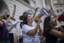 Manifestation de femmes contre le candidat d'extrême droite à la présidentielle au Brésil, Jair Bolsonaro, à Rio de Janeiro le 29 septembre 2018