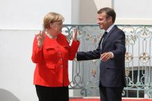 Angela Merrkel et Emmanuel Macron au château de Meseberg, dans le nord-est de l'Allemagne, le 19 juin 2018