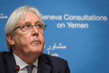 L'envoyé spécial de l'ONU pour le Yémen, Martin Griffith, donne une conférence de presse à Genève, le 5 septembre 2018