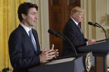 Le Premier ministre canadien Justin Trudeau et le président américain Donald Trump lors d'une conférence de presse à la Maison Blanche à Washington DC me 13 février 2017