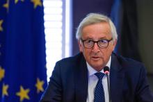 Le président de la Commission européenne Jean-Claude Juncker s'adresse à ses commissaires lors d'un séminaire à Genval (Belgique) le 30 août 2018.
