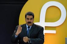Le président Nicolas Maduro présente "le Petro", la nouvelle cryptomonnaie vénézuélienne, le 20 février 2018 à Caracas