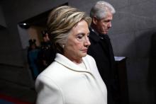 Hillary Clinton et son mari Bill Clinton, à Washington le 20 janvier 2017