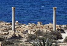 Un amphithéâtre dans la cité antique de Sabratha, le 1er septembre 2018 dans l'ouest libyen