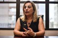 La policière devenue députée brésilienne Katia Sastre, lors d'un entretien avec l'AFP, le 23 octobre 2018