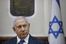 Le Premier ministre israélien Benjamin Netanyahu lors de la réunion hebdomadaire du gouvernement, le 7 octobre 2018 à Jérusalem