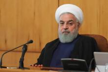 Photographie diffusée par la présidence iranienne de Hassan Rohani, président de l'Iran, lors du conseil des ministres à Téhéran, le 24 octobre 2018