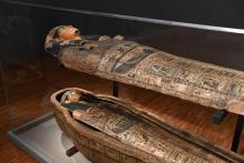 Le sarcophage de Soutymes prêté par le Louvre est exposé au musée de Grenoble le 23 octobre 2018