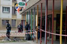 Des inspecteurs de police sur le lieu de la fusillade qui a fait un mort à Toulouse, le 08 octobre 2018