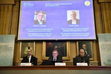 Le 50e prix Nobel d'économie est attribué aux Américains William Nordhaus et Paul Romer, le 8 octobre 2018 à Stockholm