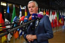 Le négociateur en chef de l'Union europénne Michel Barnier à son arrivée au Conseil européen, le 17 octobre 2018 à Bruxelles
