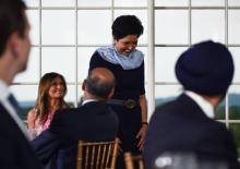 Indra Nooyi, lors d'un dîner donné par Donald et Melania Trump pour les grands patrons à Bedminster (New Jersey), le 7 août 2018