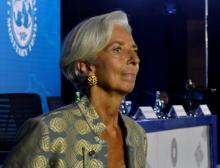 La directrice générale du FMI Christine Lagarde lors d'une réunion du Fonds dans l'île indonésienne e Bali, le 13 octobre 2018
