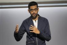 Le logo du géant de l'informatique Google, qui a annoncé avoir licencié 48 salariés pour cause de harcèlement sexuel ces deux dernières années.