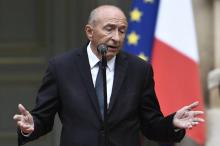 Gérard Collomb lors de la passation de pouvoirs place Beauvau à Paris le 3 octobre