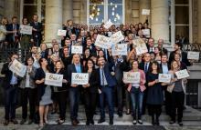 Des députés français créent un collectif transpartisan pour le climat, au Palais Bourbon à Paris, le 16 octobre 2018