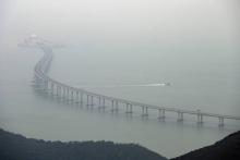 Une portion du pont entre Hong Kong, Zhuhai et Macao le 23 octobre 2018