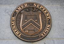 Le sceau du Trésor américain, le 18 octobre 2018 à Washington