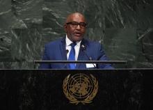 Le président des Comores Azali Assoumani parle le 27 septembre 2018 devant l'Assemblée générale de l'ONU